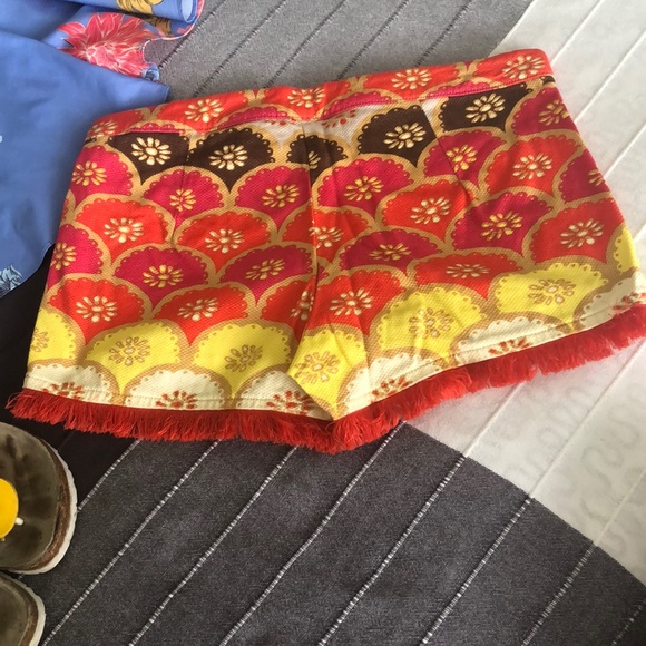 Judith March M Fringe Boho Scallop Shorts Pink Red - Picture 7 of 7